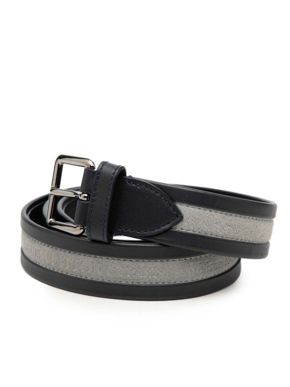 Louis Vuitton 100 40 Navy Gray Leather Suede 1- Belt - Picture 2 of 7